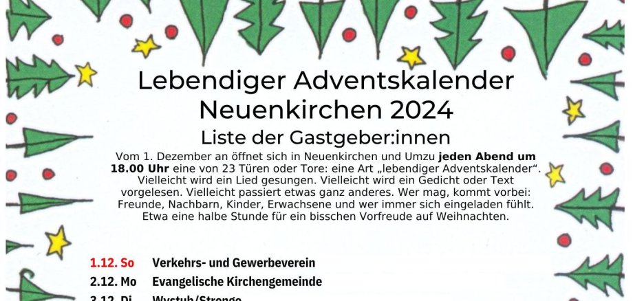 Lebendiger Adventskalender 2024 - Plakat ohne Adressen